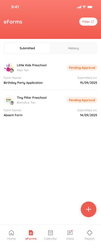 Mobile eForms submission screen