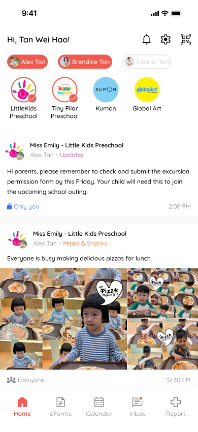 Mobile class feed and announcements interface